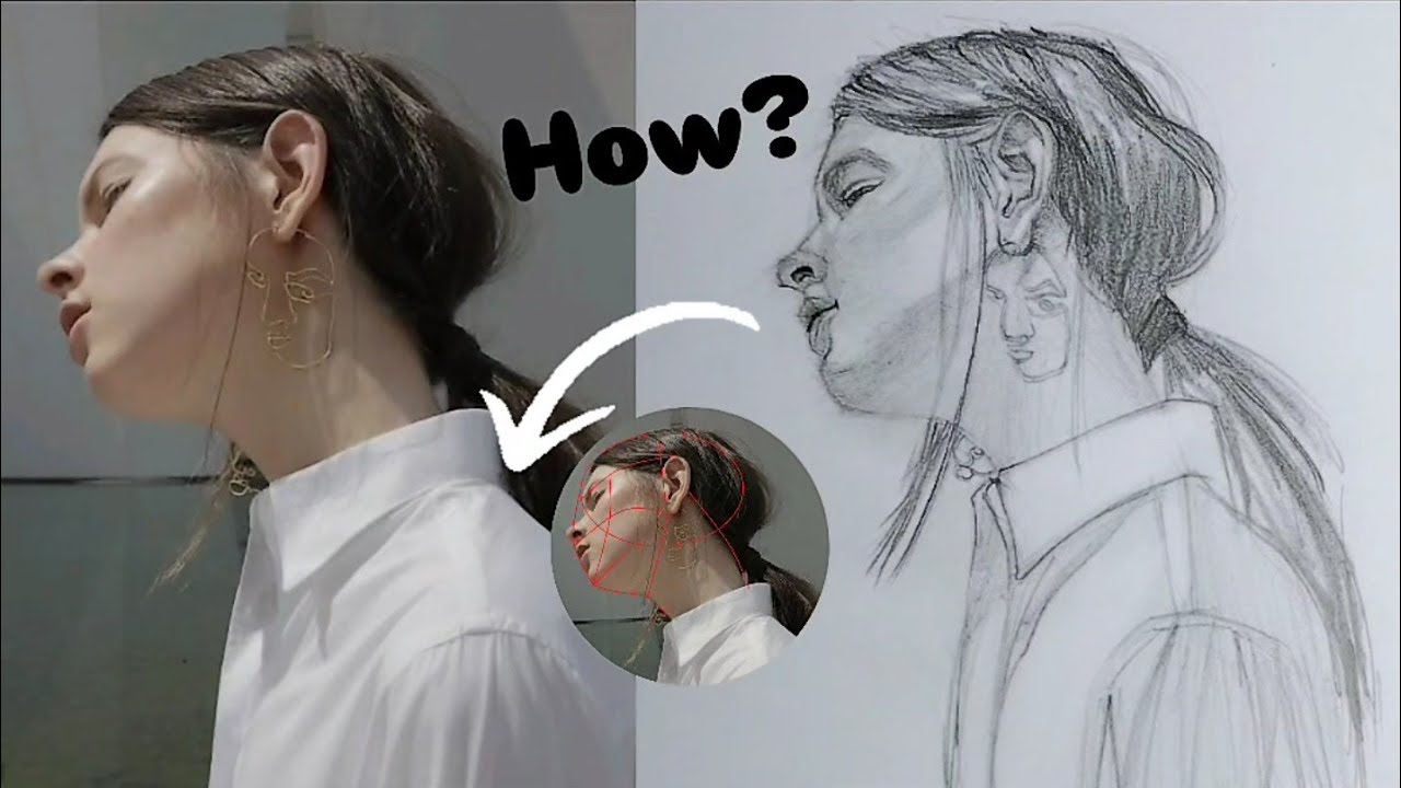 Easy way to draw a side angle face step-by-step | 