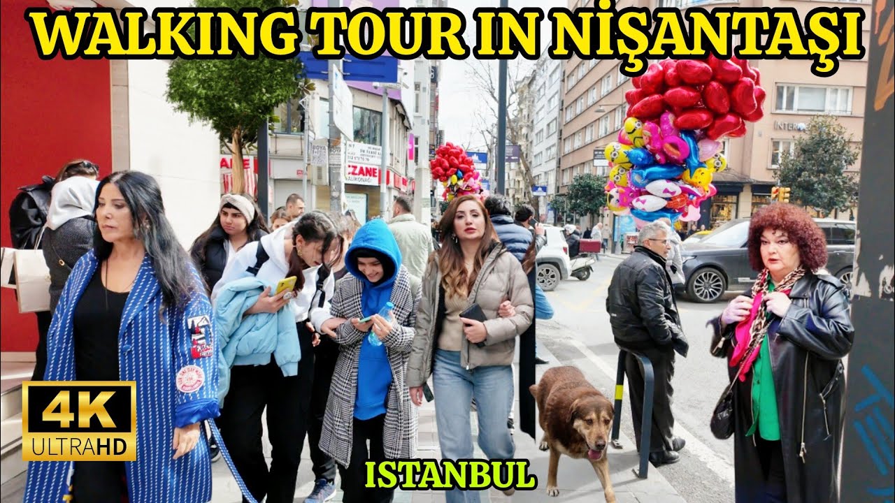 ISTANBUL, WALKING TOUR IN HISTORICAL DISTRICT  NİŞANTAŞI  4K HDR  Feb24, 2024