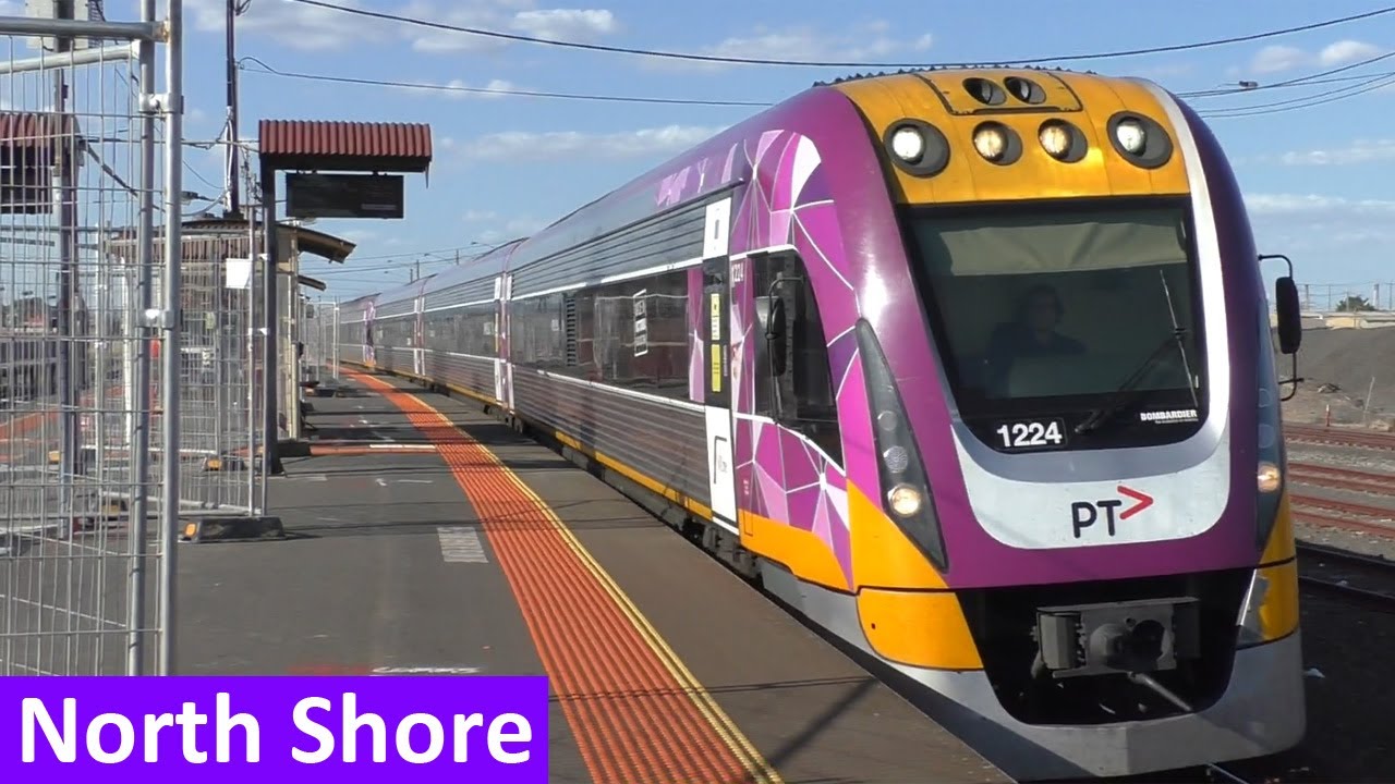 V/Line Passenger Trains at North Shore during Peak Hour - Victorian Transport