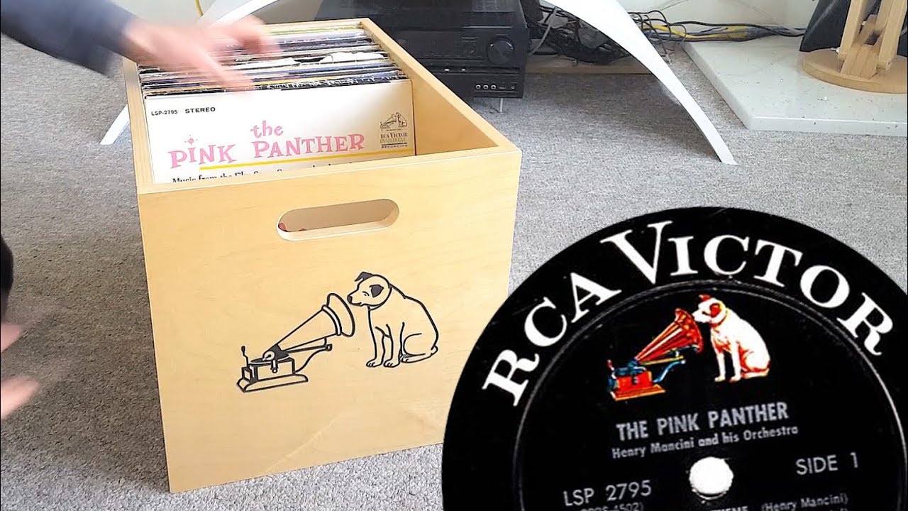 Custom turntable record box with RCA Victor logo. Vinyl storage. DIY