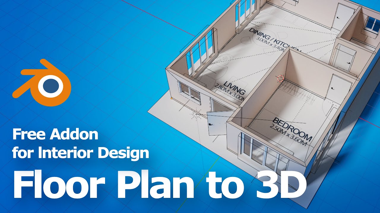 Учебное пособие по Blender Architecture Addon: план этажа дизайна интерьера в 3D