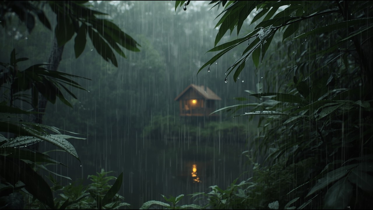 🍃🎵 The Most Relaxing Heavy Forest Rain and Piano Music for Stress and Anxiety Relief