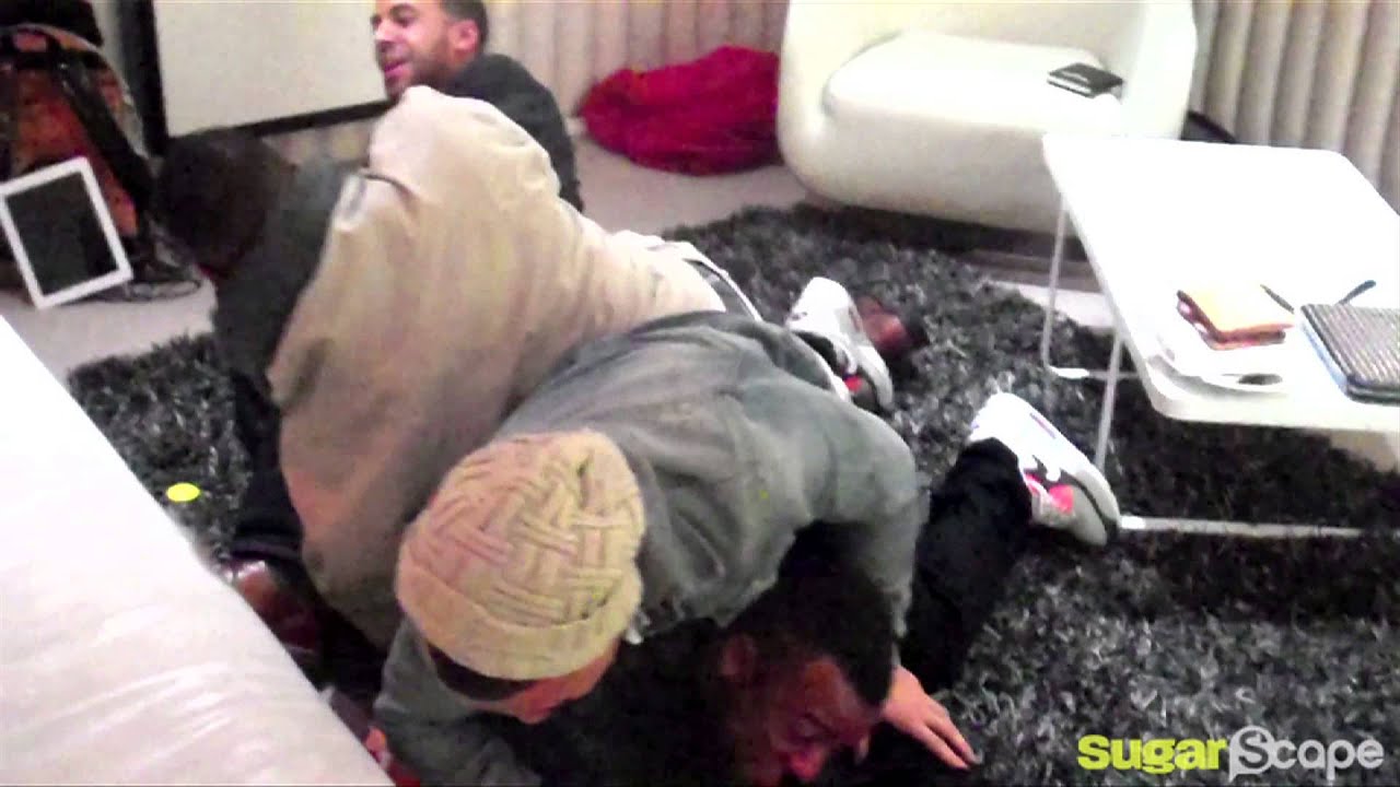 JLS all sit on Oritse in a game somewhat related to Hold Me Down