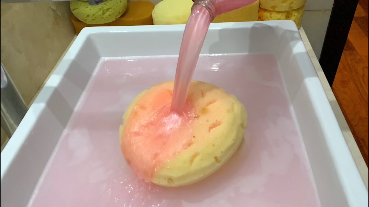 💗🍯🌲 PINK PEARLY SUDS pt.✌🏻 (Murphys Oil + PineSol Mix + Pink Pigment) - sponge ASMR