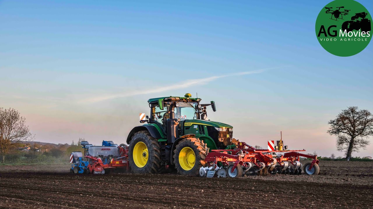 ⚠️🇫🇷J'essaye le John Deere 7290r gen 2 de la CUMA LA TRAVAILLEUSE aux semis de mais 🟢🟡