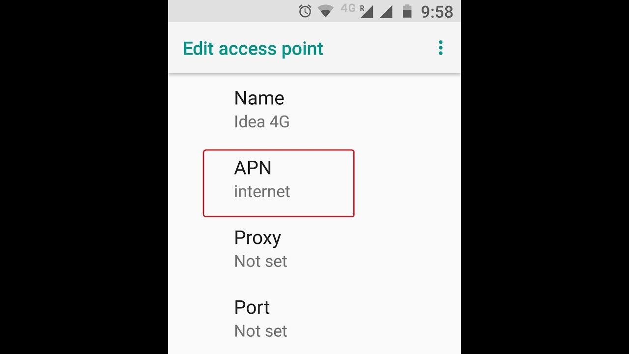 Настройки интернета Idea 4G для Android