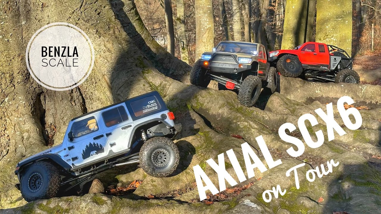 Scale run with 3 Axial SCX6 (Honcho and Jeep Wrangler JLU) 4K