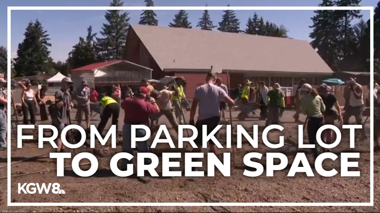 Northeast Portland church parking lot gets depaved, turned into green space