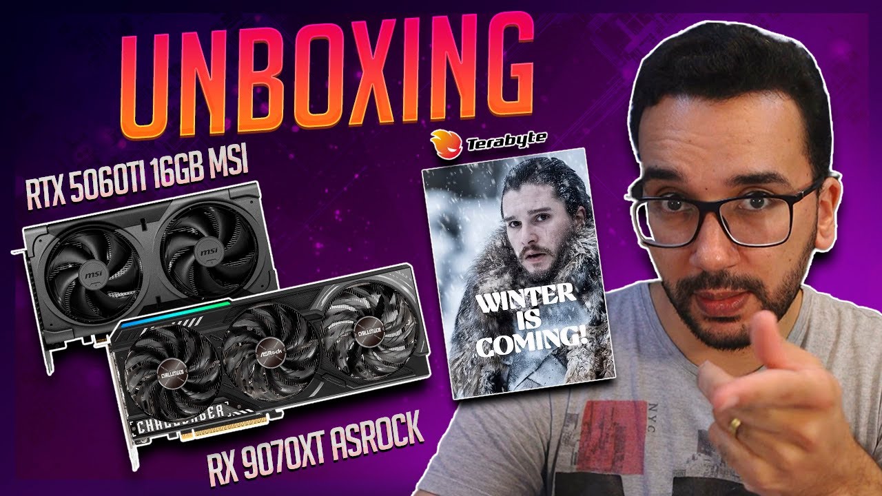 Comprei ANTES do AUMENTO! RTX 5060 TI 16GB e RX 9070XT - O INVERNO est&aacute; CHEGANDO! Unboxing