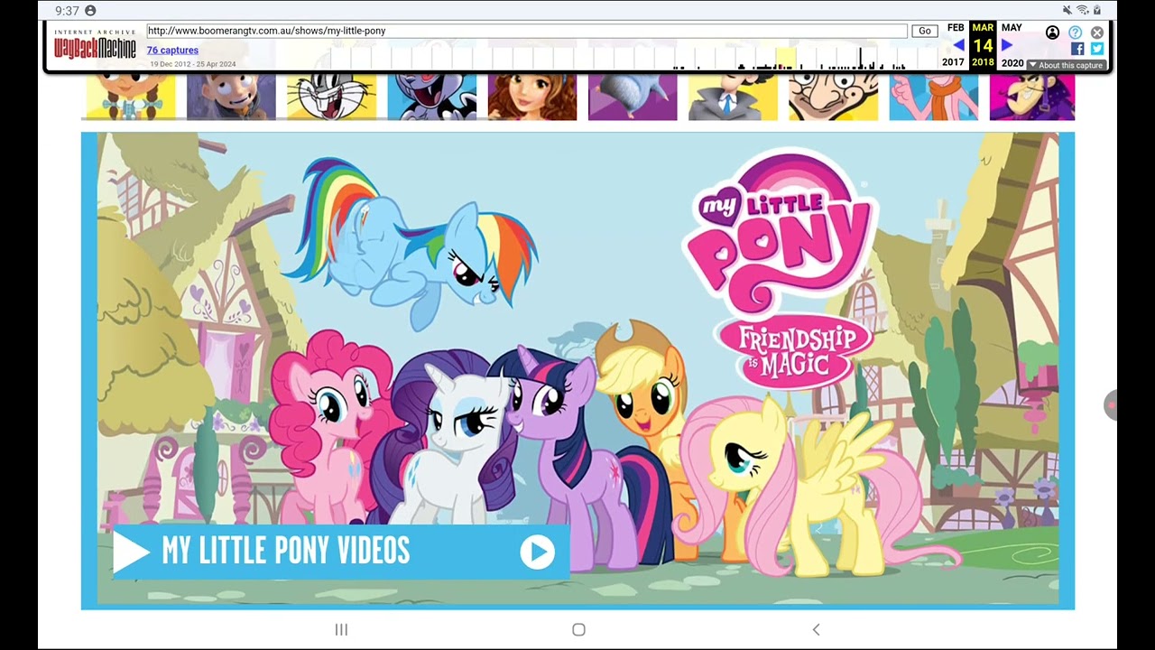 my little pony clips are available to watch on the boomerang Australian website on wayback Machine