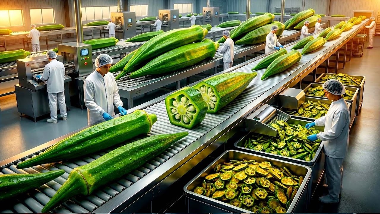 Inside a Vegetable Dehydration Plant: Okra Chips Made Step by Step