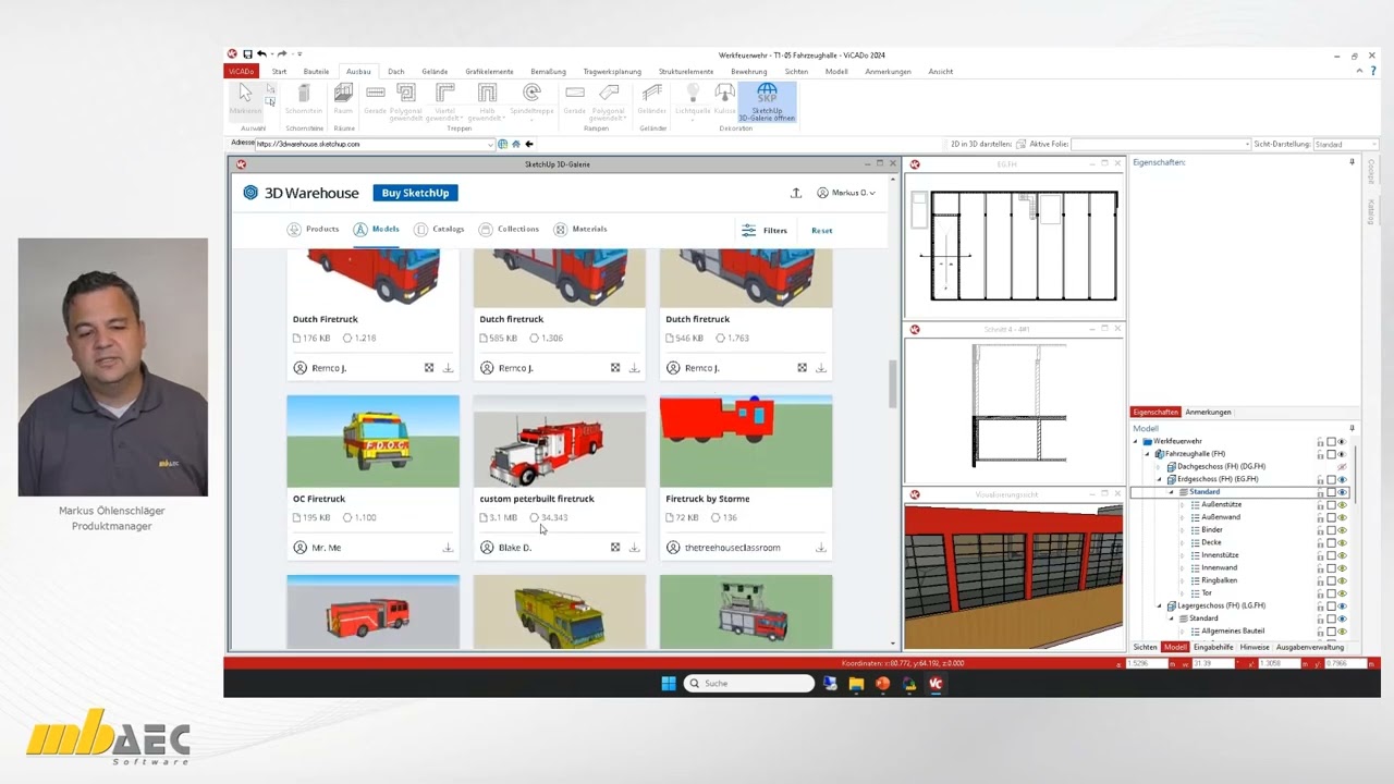 ViCADo 2024: SketchUp-Objekte in das Modell &uuml;bernehmen