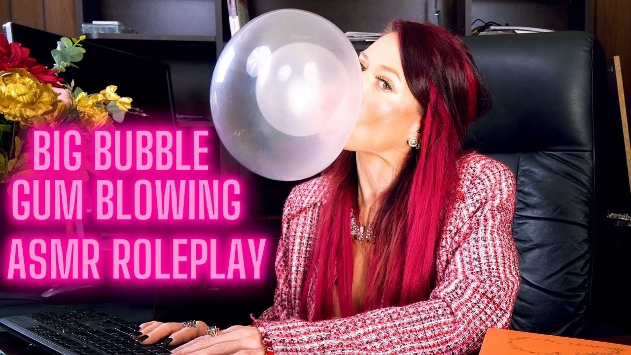 ASMR Role Play Secretary Big Bubble Gum Blowing