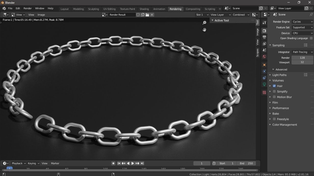 Metallic Chain Modelling and Rendering in Blender 2.81 || Blender Tutorial