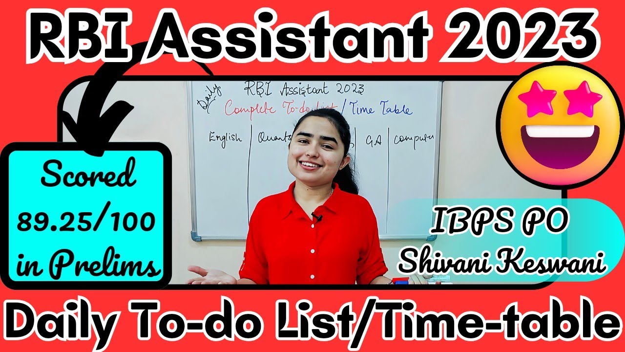 RBI Assistant 2023 &bull; Daily To-do List & Time-Table by Shivani keswani