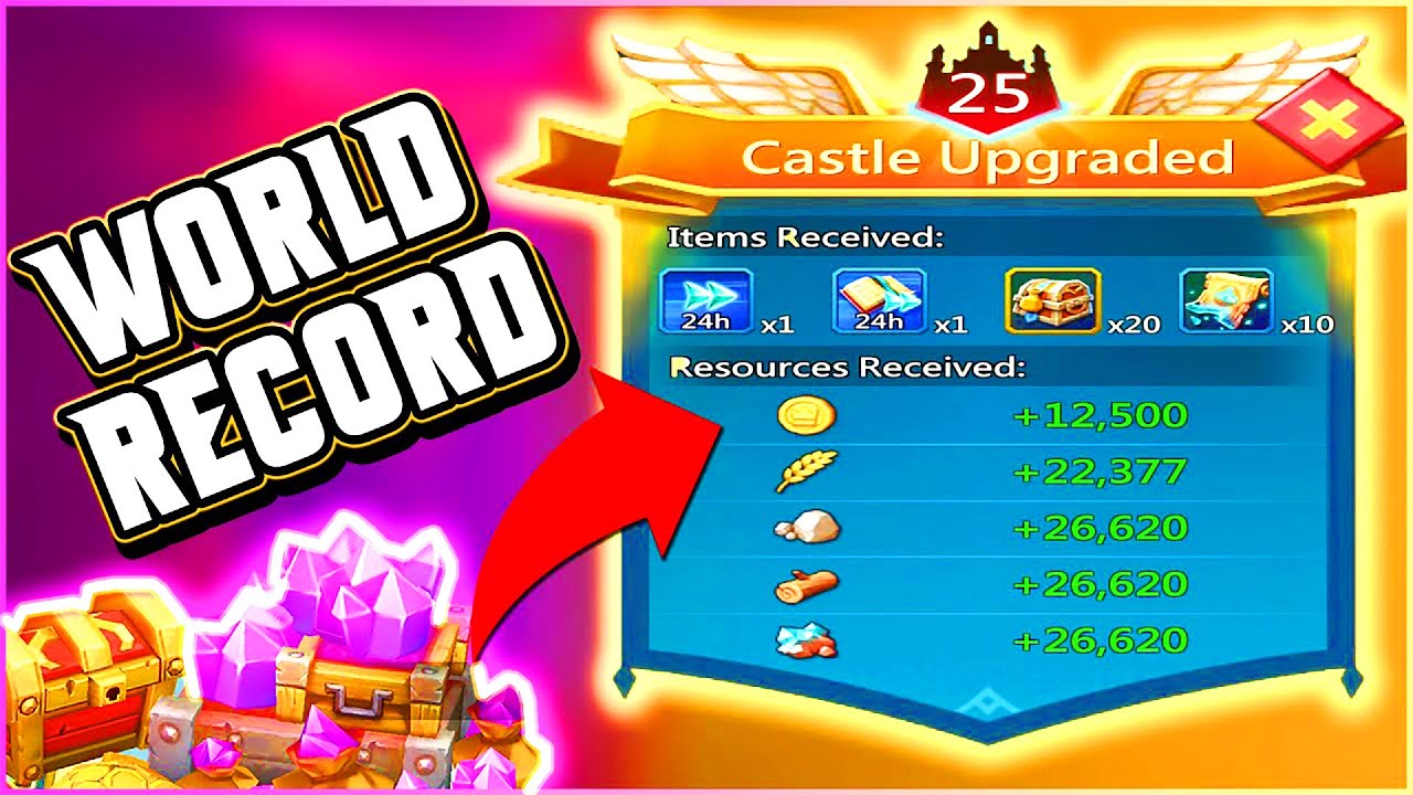 Fastest castle upgrade to level 25 | breakthrough bonus |how many gems| world record | Lords Mobile