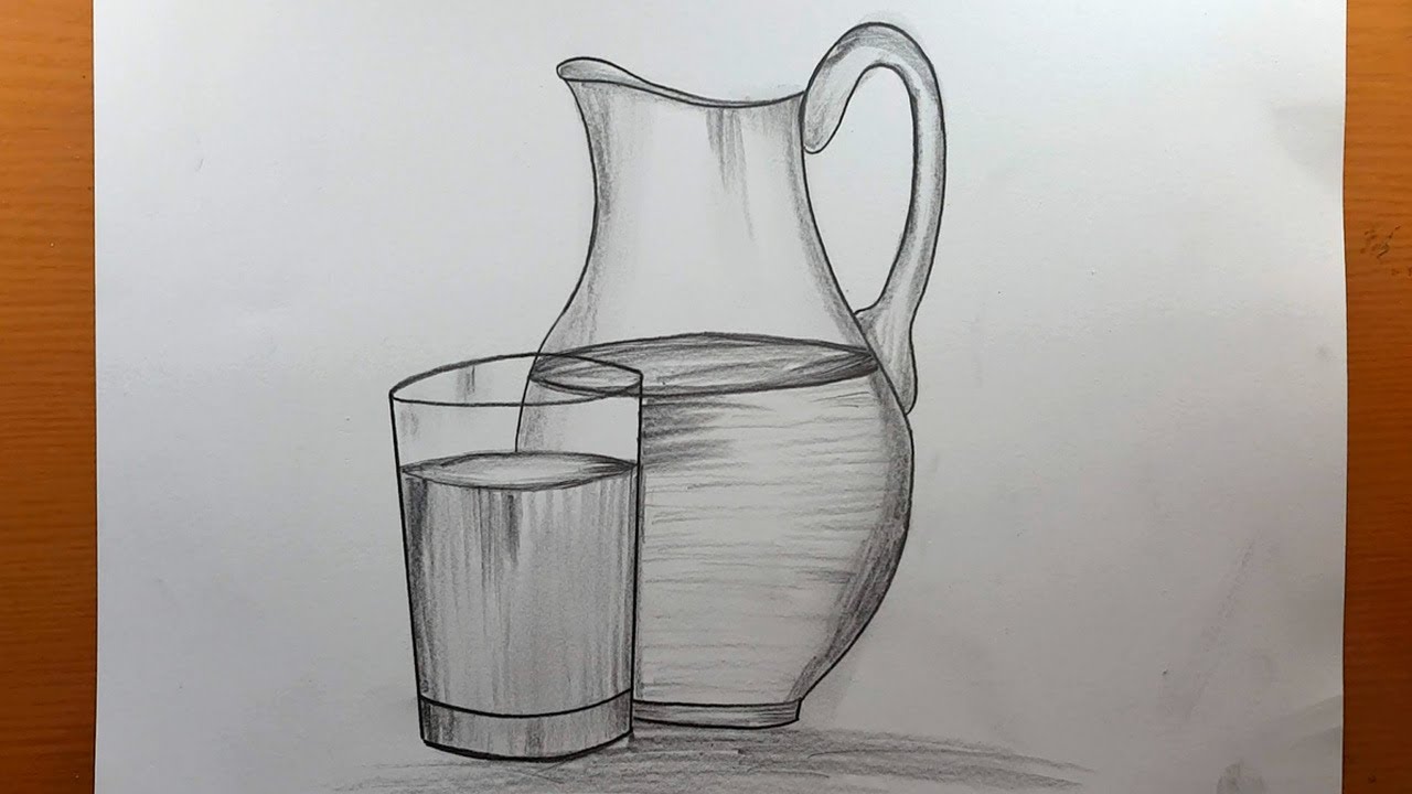 Como desenhar jarra e copo || desenho facil com lapis | How to draw jug and glass