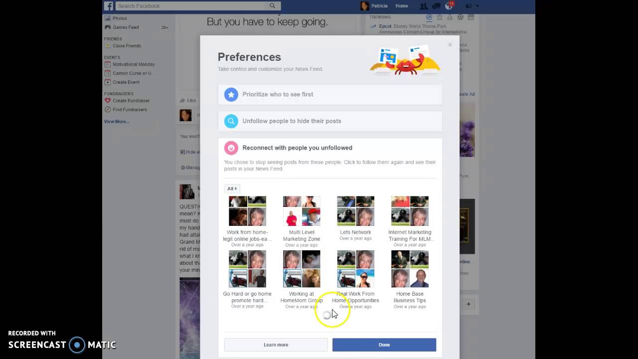 Facebook newsfeed hide ,unfollow ,and customize.