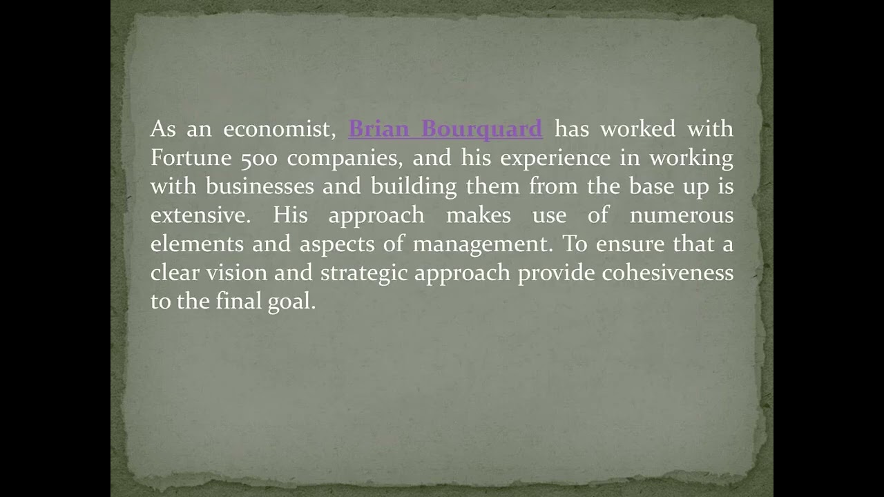 Achieving financial excellence with proper strategy Brian Bourquard&rsquo;s approach