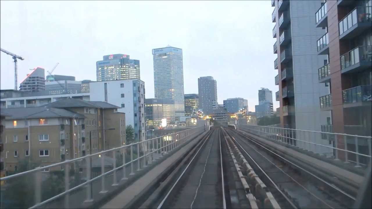 A DLR front view between Beckton DLR Station and Tower Gateway DLR Station