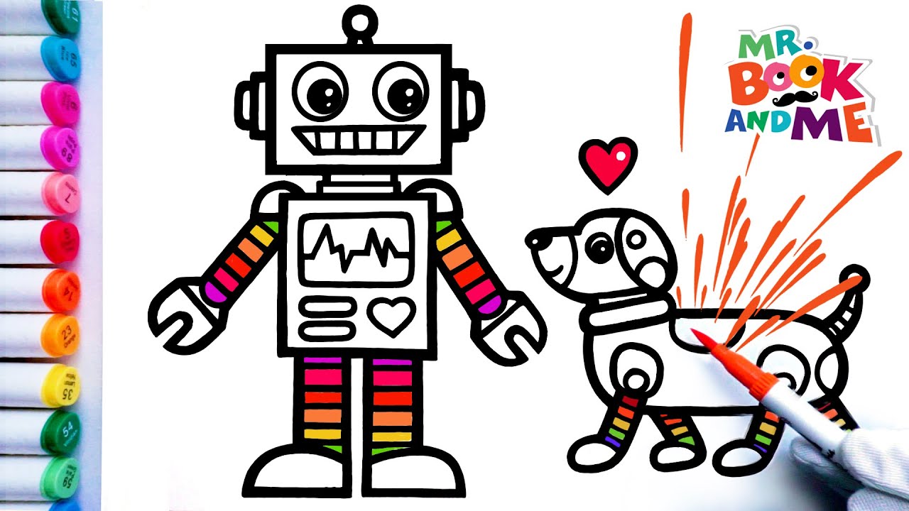 How to Draw a Colorful Robot and Robot Dog for Kids | Drawing for Kids #howtodraw #simpledrawing