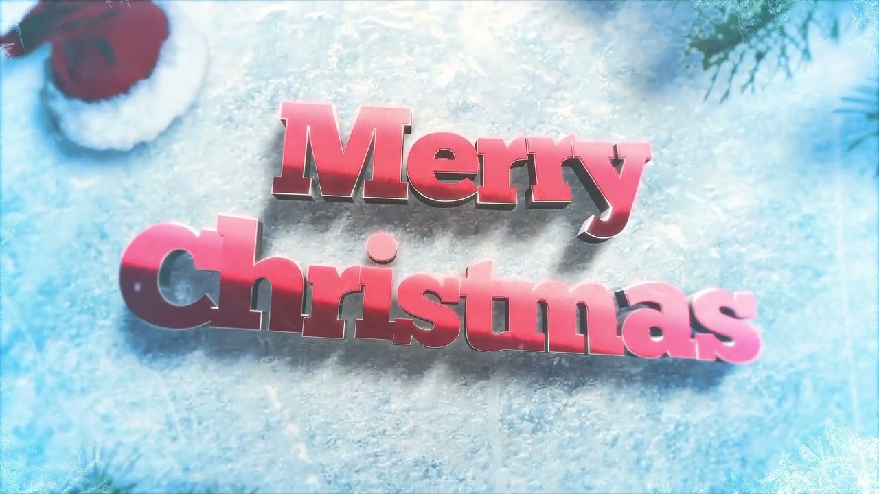 Merry Christmas 3D Text Animation with Green Tree Branches and Snow | 4K | FREE TO USE