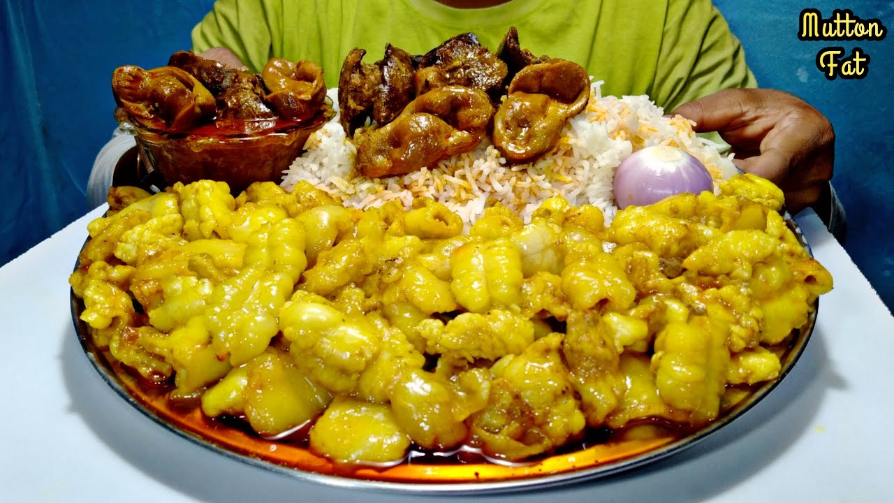 1 Kg Fatty Mutton, Chicken Liver Gizzard Curry Rice - Gile Mete - Chicken Stomach Mukbang Mutton Fat