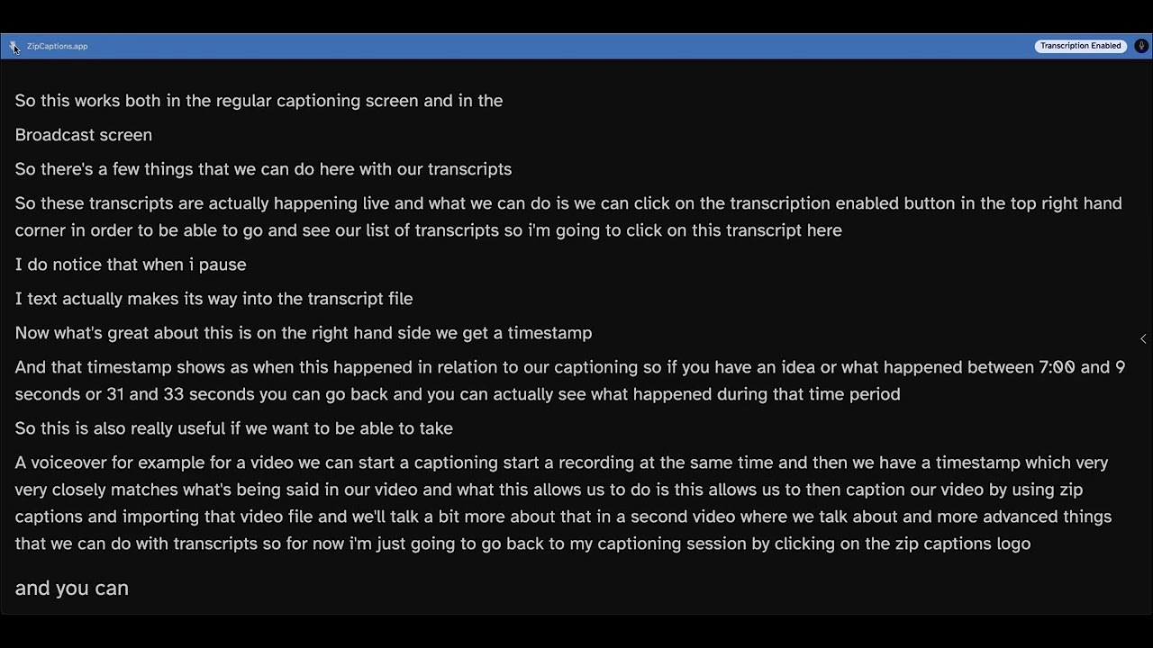 Zip Captions Transcripts - Getting Started
