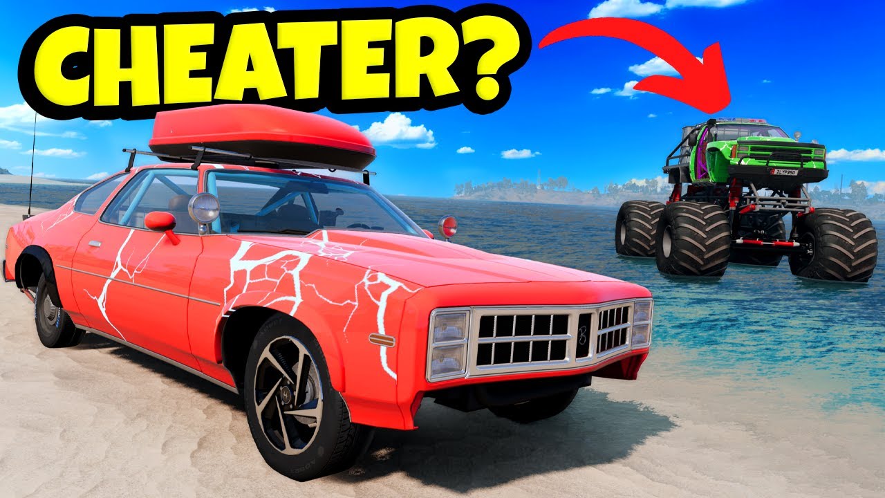 CHEATER Spotted in Random Parts Car Hide and Seek?! (BeamNG Drive Mods)