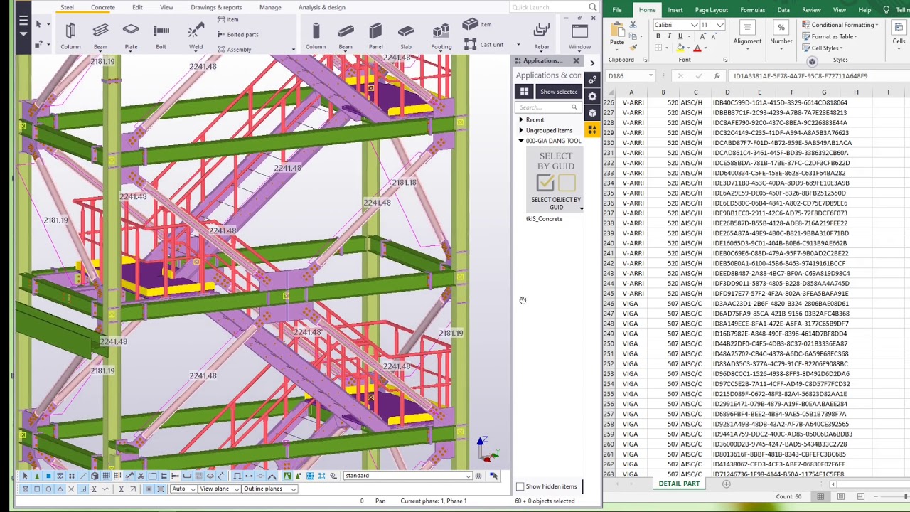 [TEKLA STRUCTURES] SELECT OBJECTS BY GUID EXCEL LIST