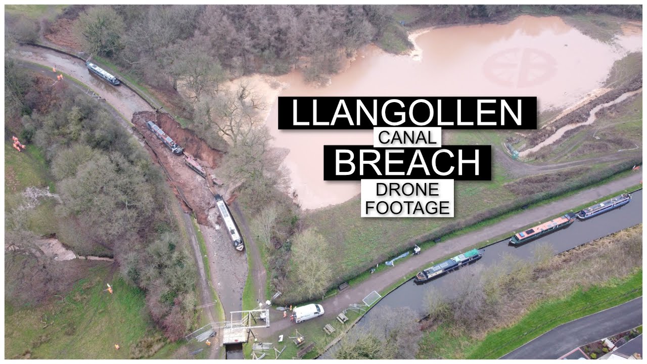 Llangollen Canal BREACH | Drone footage | Whitchurch and Grindley Brook Locks