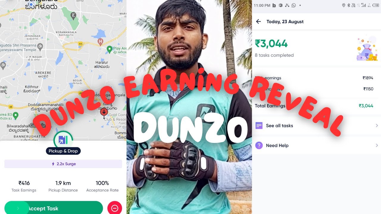 Dunzo Full Day earning 🤑 || Dunzo delivery boy salary #dunzo