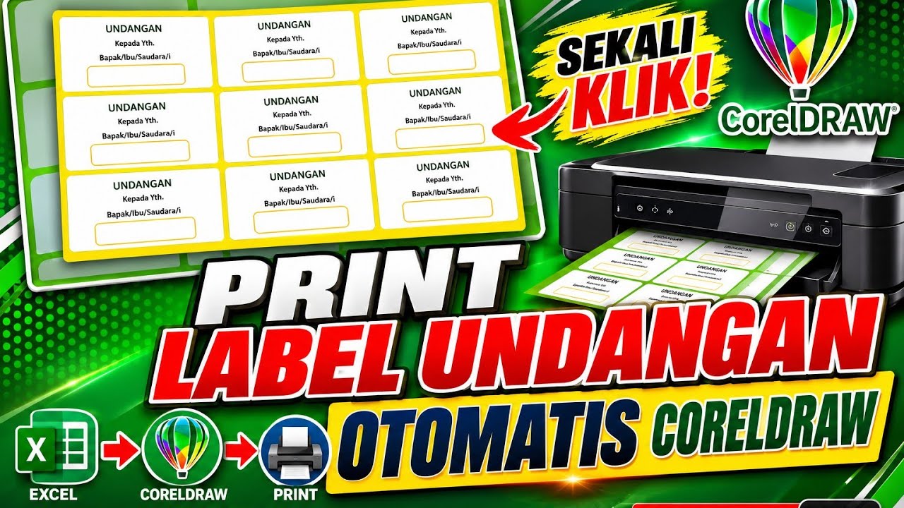 Cara Cetak Label Undangan Otomatis di CorelDRAW (Label 103) | Pakai Excel & Printer Rumahan!