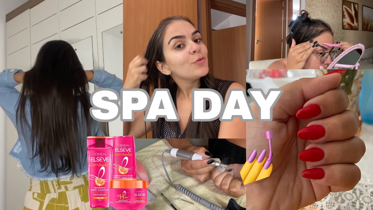 SPA DAY EM CASA💖✨ rotina de autocuidado, manutenção das unhas sozinha, banho premium, sobrancelha e+