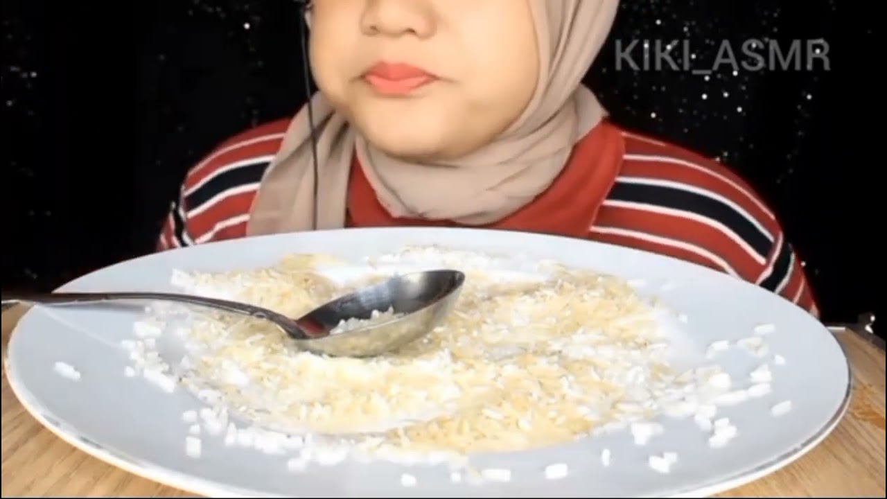 ASMR RAW RICE EATING||KOMPILASI MAKAN BERAS MENTAH DIPIRING PUTIH||KIKI ASMR