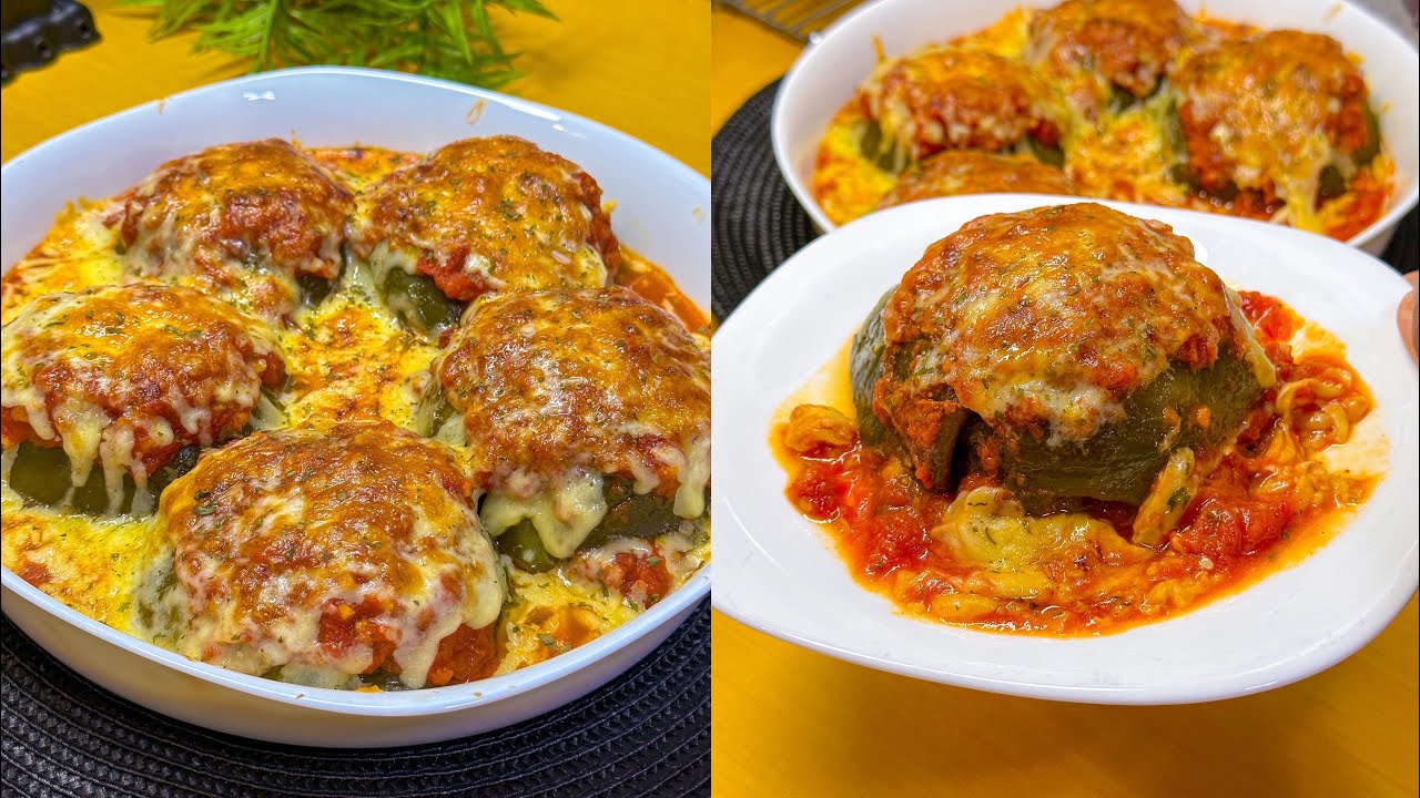 كاش نهار شفتو وصفة صحية و بزاااااف بنينة 🤤 فلفل محشي غراتيني يقتل بالبنة 😍