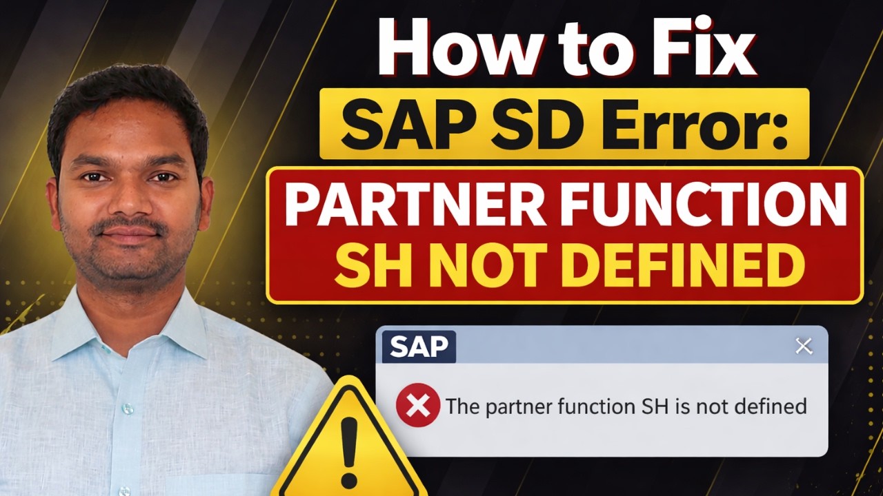 SAP SD ERROR?❌ Partner Function SH Not Defined✅ FIX IN 5 MINUTES!