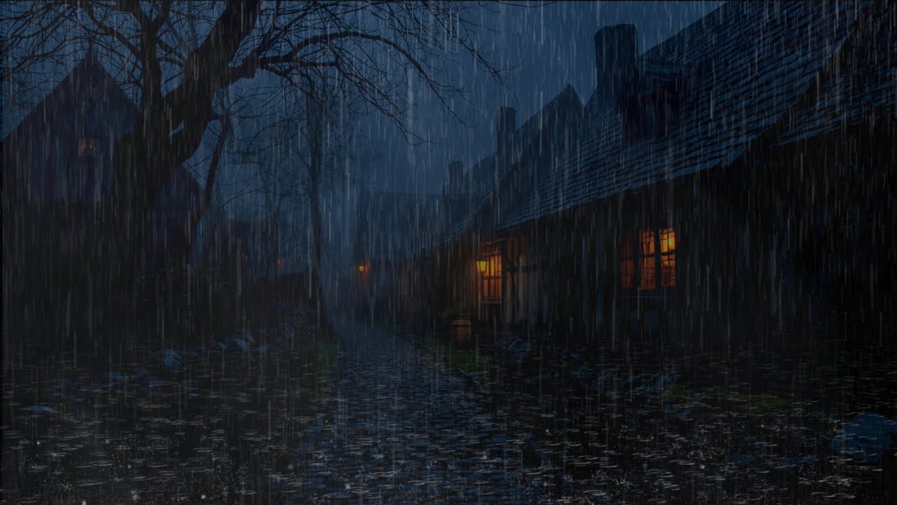 Gentle Night Rain in a Silent Old Village | Cozy Ambience for Relaxation & Sleep