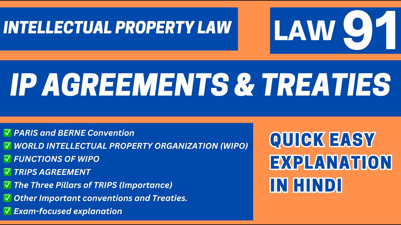 IPR Agreements & Treaties | WIPO, TRIPS, Paris & Berne Convention | BALLB, LLB, UGC NET | LAW91