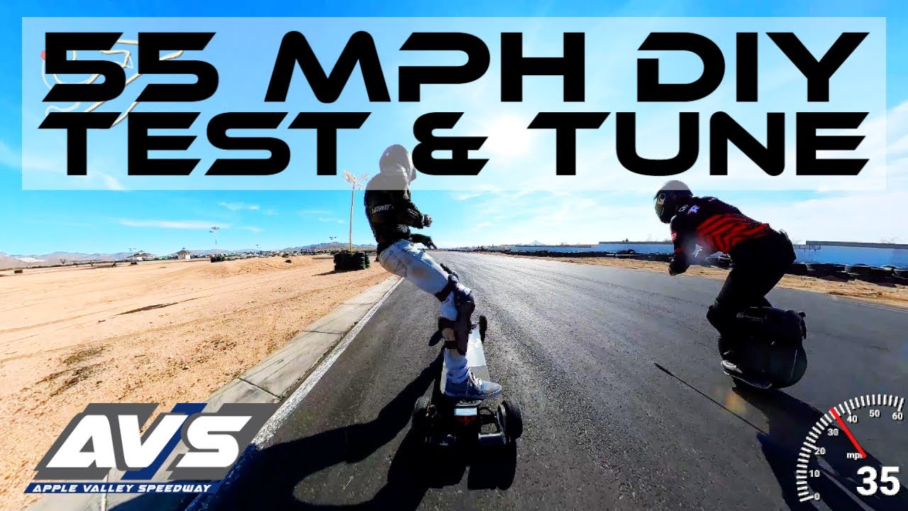 55 MPH DIY Electric Skateboard Test & Tune at AVS - Speed Wobbles - Top Speed -