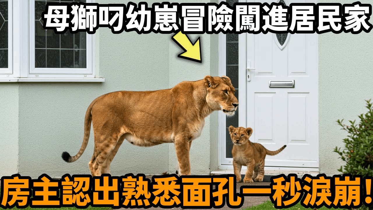 母獅冒險叼著幼崽闖進郊外一處居民家中，房主遠遠觀望認出熟悉的面孔，竟是他10年前救過的那頭母獅，一秒哭成淚人！#淚目 #重逢 #感動 #救助 #母獅 #獅子 #動物 心靈飼養員