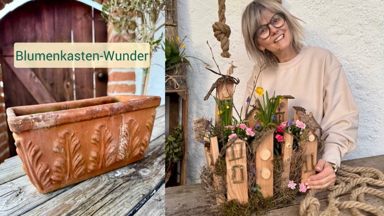 Nicht wegwerfen! Alter Blumenkasten wird zur kleinen Häuserstadt🌸