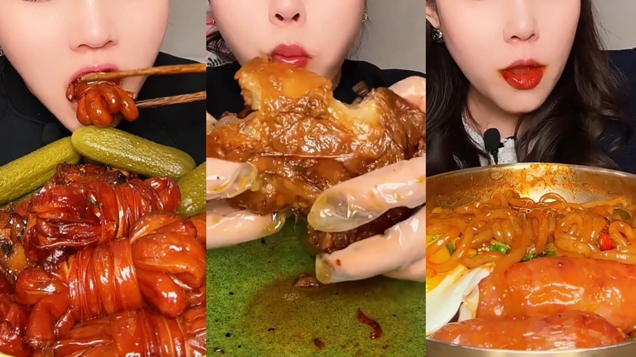 Chinese Mukbang Feast  Lamb Intestine, Beef, Noodles & Sausage!