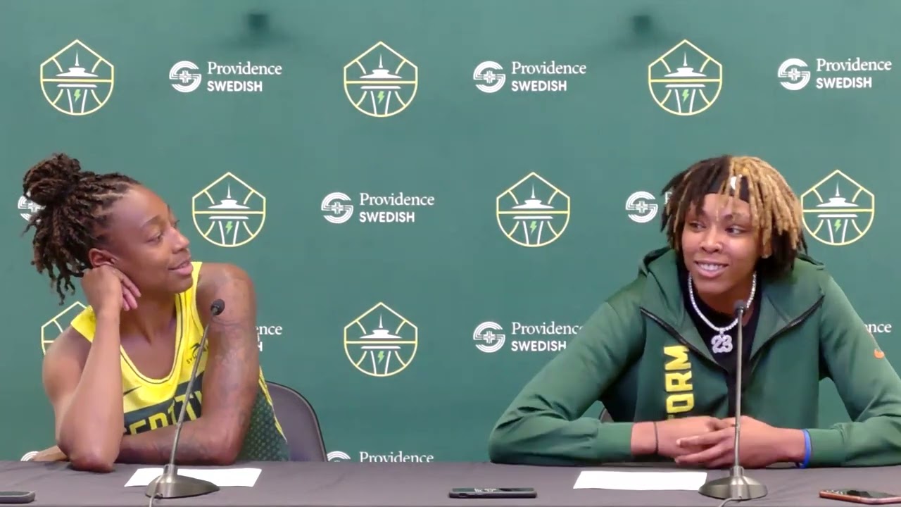 Seattle Storm Coach Noelle Quinn, Jewell Loyd, Jordan Horston post-game presser vs. Sparks