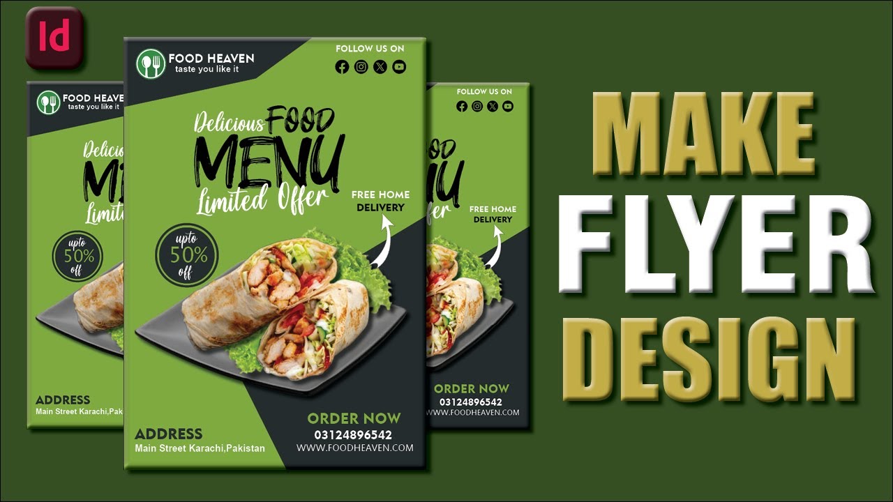 Design Professional Food Flyer In Adobe Indesign || Yahya Designer