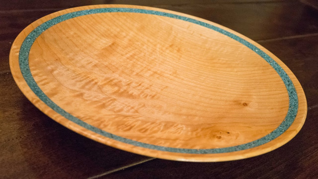 Turning A Figured Maple Platter With Turquoise Inlay | Woodturning