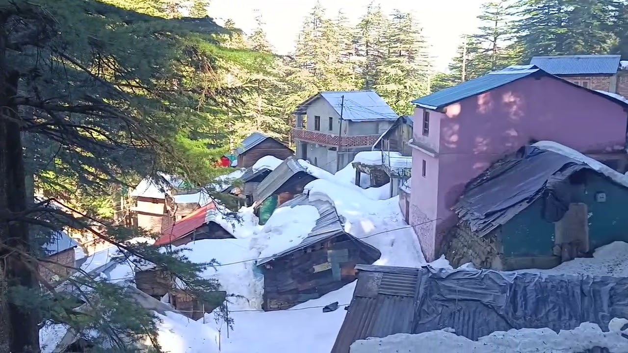 The whole town is covered in Snow in Lakkarmandi 😲🥶