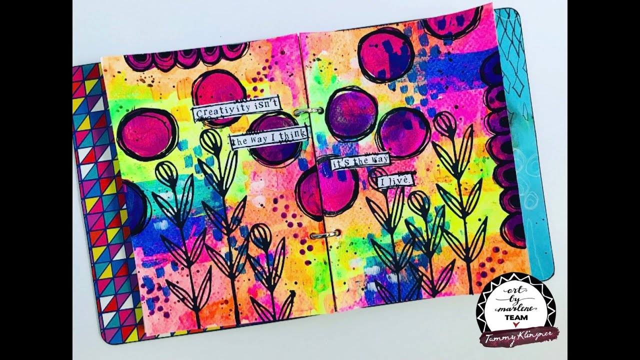 Neon fun Art Journal Page