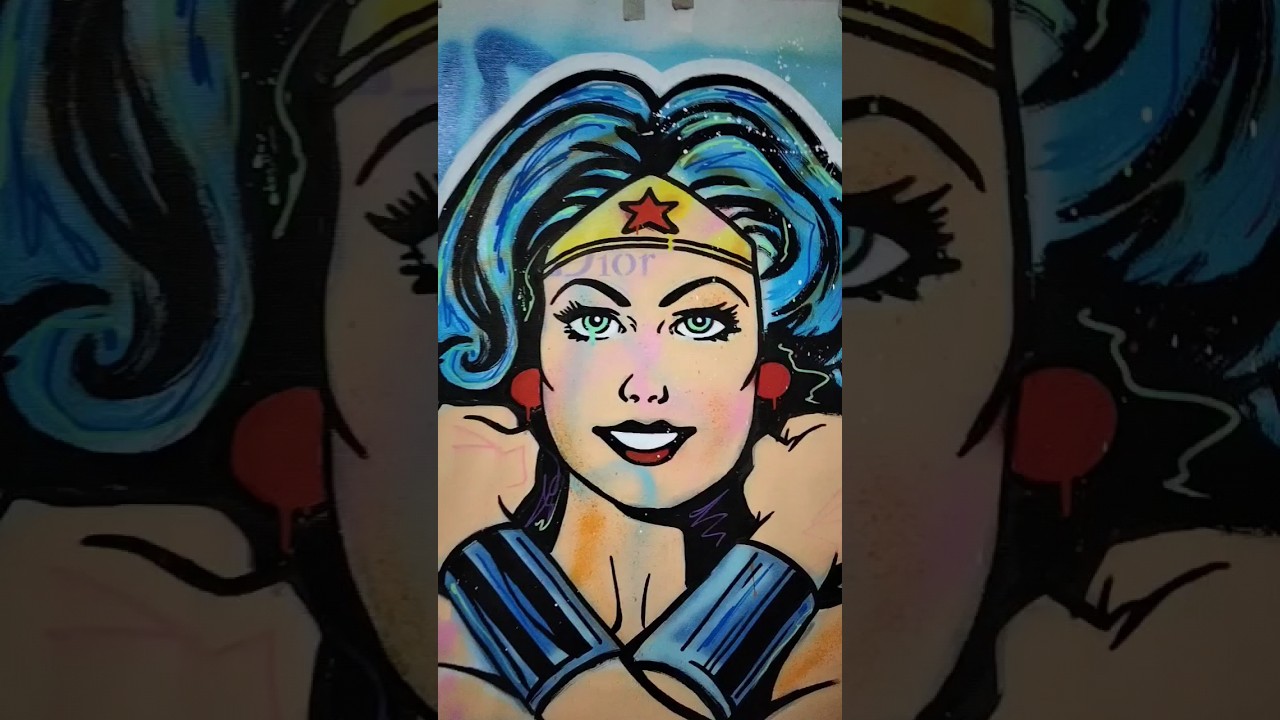 #short #wonderwoman #short #art #spraypaint #acrylicpainting #canvas #dccomics #streetart #artwork