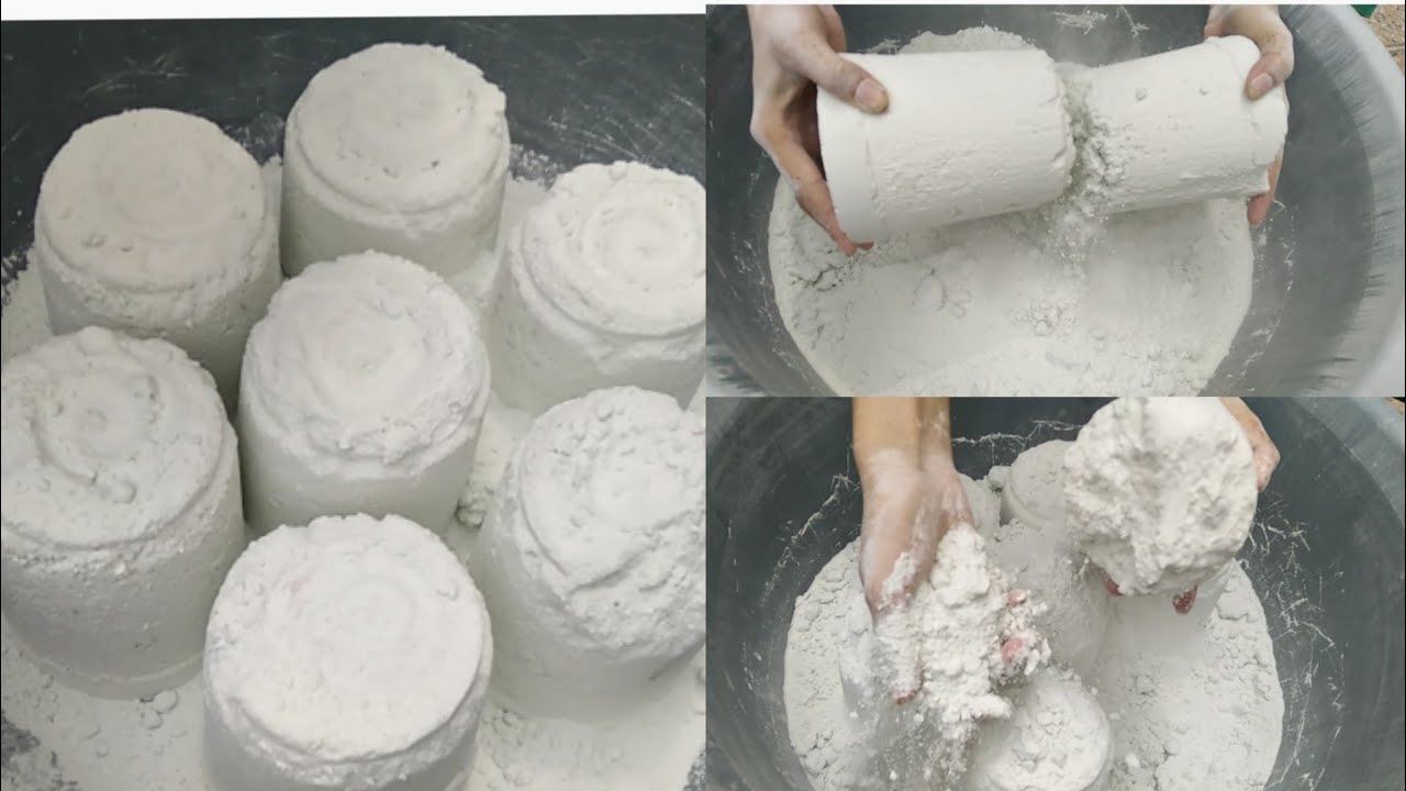 Asmr Soft grainy pure white cement crumbles